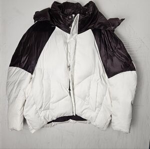 Maje White and Purple Bicolor Down Puffer Jacket
